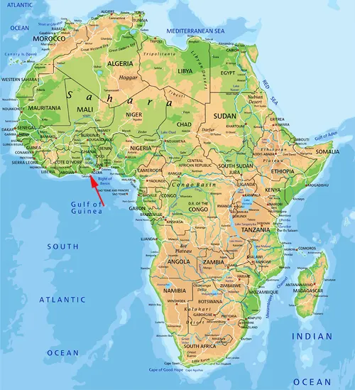 Landkarte Afrika - Ghana