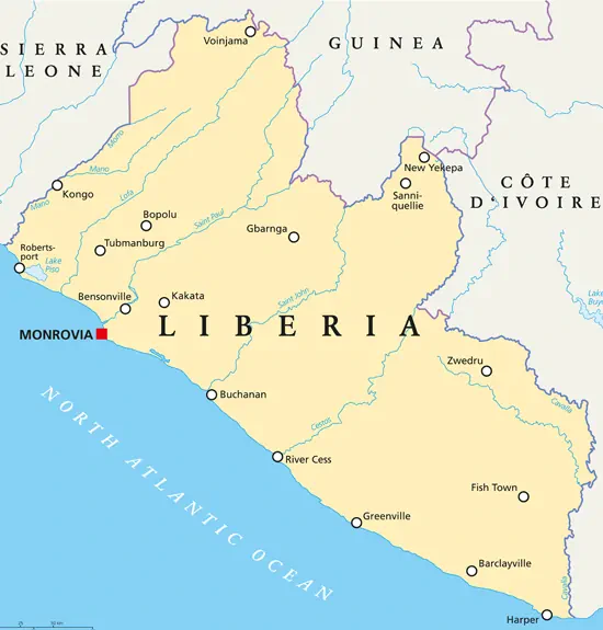 Landkarte von Liberia