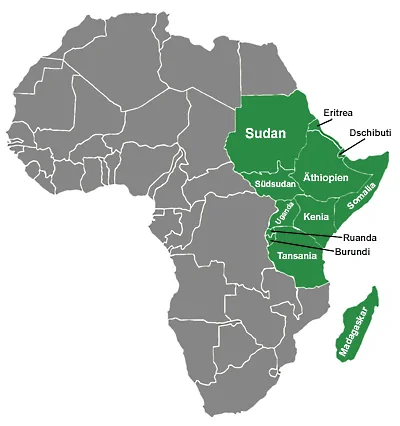 Landkarte von Afrika - Ostafrika