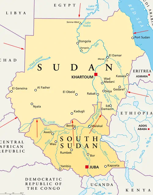 Landkarte von Sudan