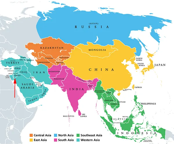 Landkarte Asien - Jordanien