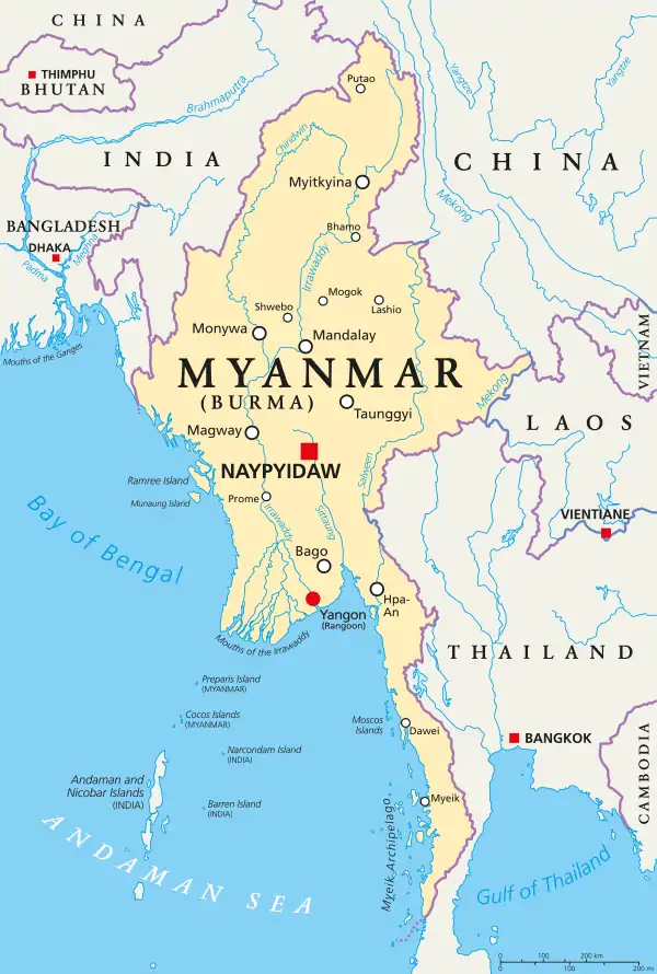 Landkarte von Myanmar