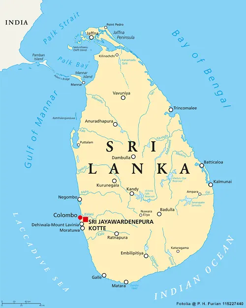 Landkarte von Sri Lanka