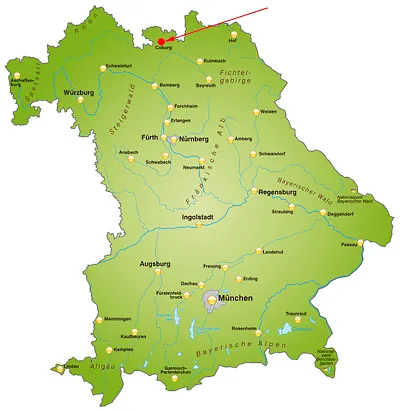 Landkarte von Bayern - Coburg