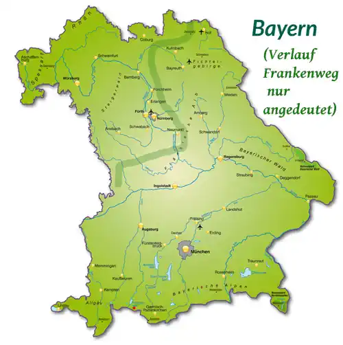 Landkarte von Bayern - Frankenweg