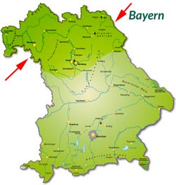 Landkarte von Bayern - Franken