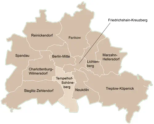 Landkarte von Berlin - Tempelhof-Schöneberg