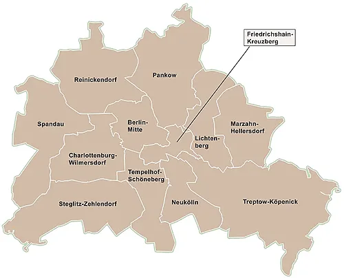 Landkarte von Berlin - die zwölf Bezirke