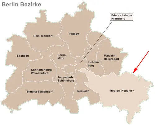 Landkarte von Berlin - Treptow-Köpenick