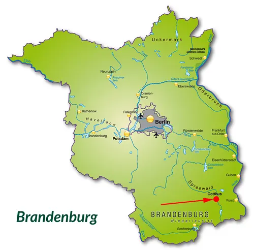 Landkarte Brandenburg - Cottbus