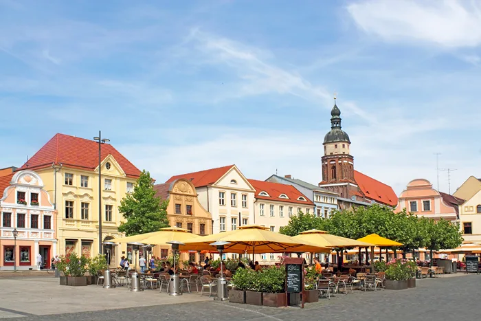 Altmarkt von Cottbus, an ehemaligen Handelsrouten gelegen