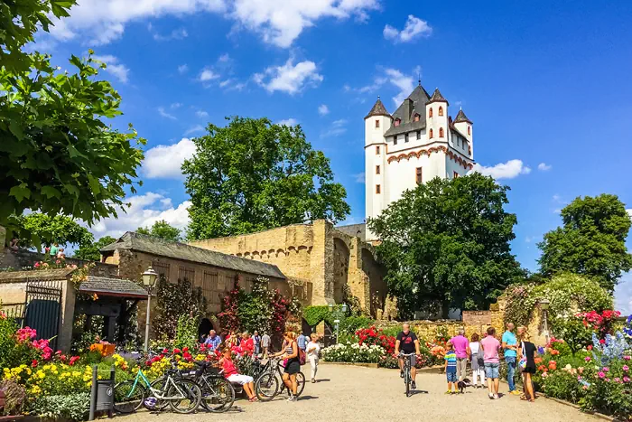 Kurfürsliche Burg und Rosengärten in Eltville im Rheingau