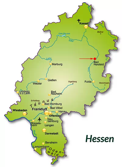 Landkarte von Hessen - Bad Hersfeld