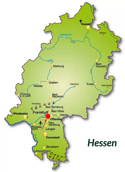 Landkarte von Hessen - Frankfurt am Main