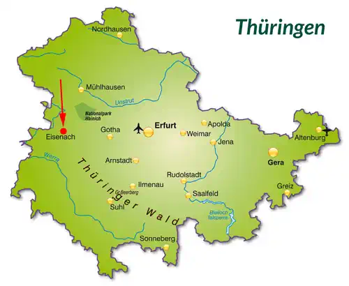 Landkarte von Thüringen - Eisenach