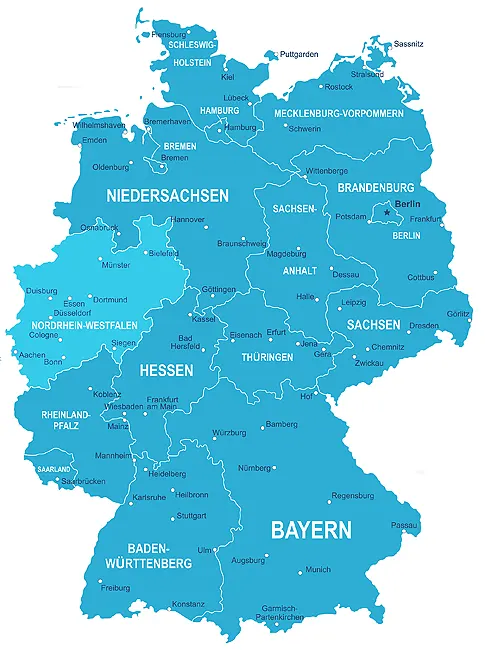 Landkarte von Deutschland - Nordrhein-Westfalen