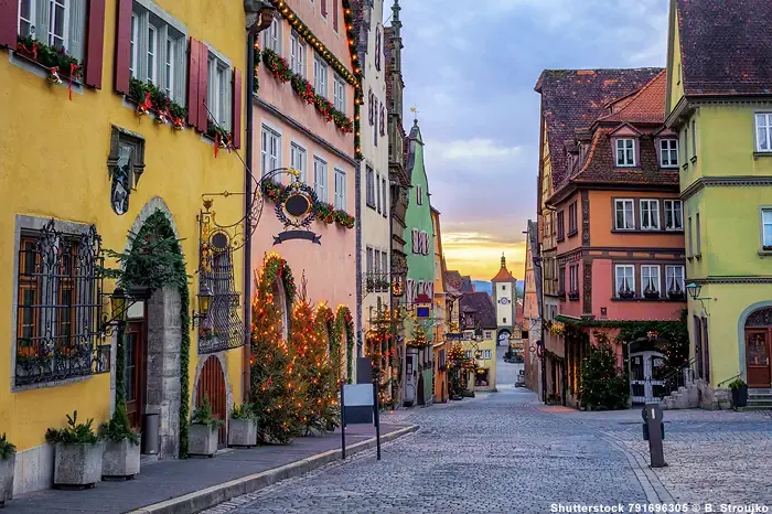 Kopfsteingepflasterte Gassen von Rothenburg Tauber