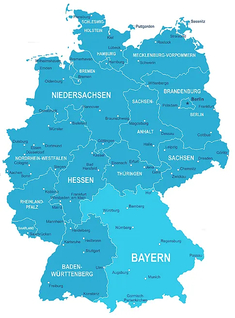 Landkarte von Deutschland - Bayern