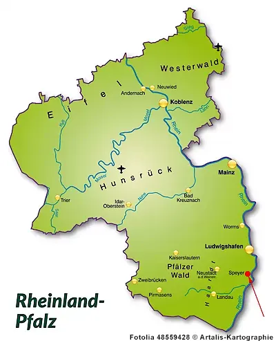 Landkarte von Rheinland-Pfalz - Speyer