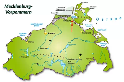 Landkarte von Mecklenburg-Vorpommern - Stralsund