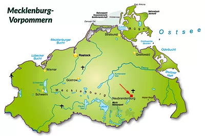 Landkarte von Mecklenburg-Vorpommern - Neubrandenburg