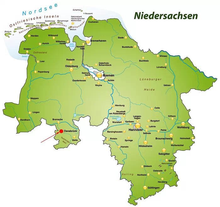 Landkarte von Niedersachsen - Osnabrück