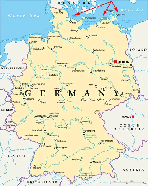 Deutschlandkarte - Deutsche Ostseeküste