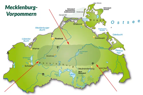 Landkarte von Mecklenburg-Vorpommern - Mecklenburgische Schweiz