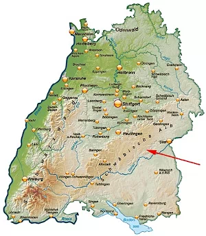 Landkarte von Baden-Württemberg - Schwäbische Alb