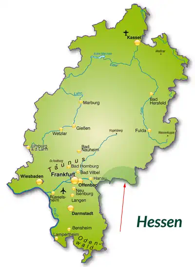 Landkarte von Hessen - Hessischer Spessart