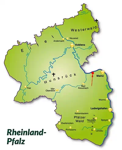 Landkarte von Rheinland-Pfalz - Ingelheim