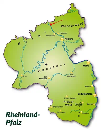 Landkarte von Rheinland-Pfalz - Linz am Rhein