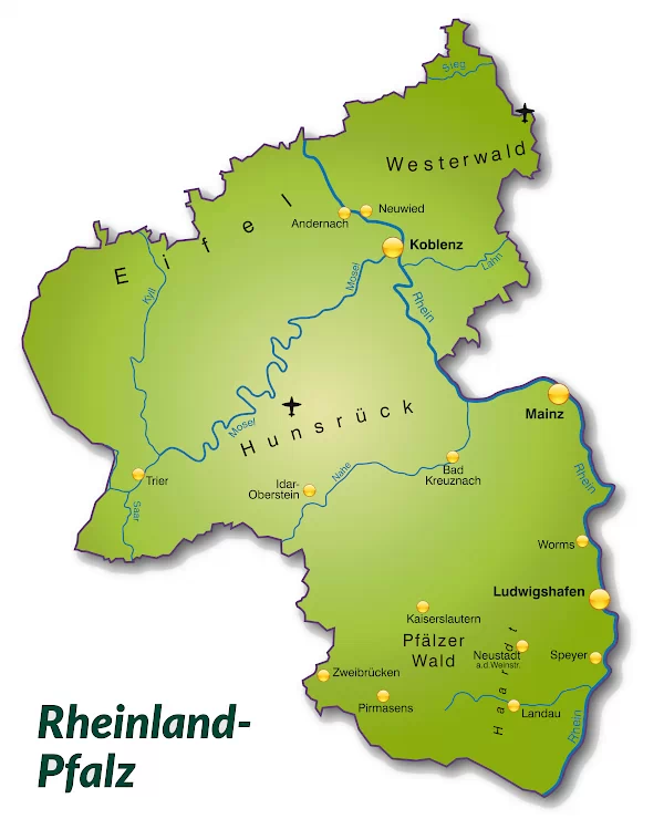 Landkarte von Rheinland-Pfalz