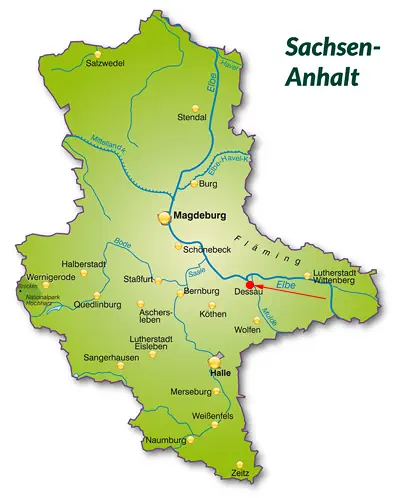 Landkarte von Sachsen-Anhalt - Dessau-Roßlau