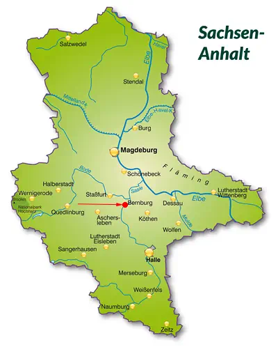 Landkarte von Sachsen-Anhalt - Bernburg an der Saale