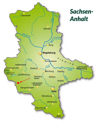 Landkarte von Sachsen-Anhalt - Stolberg