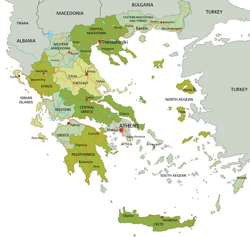 Landkarte von Griechenland in der Ägäis