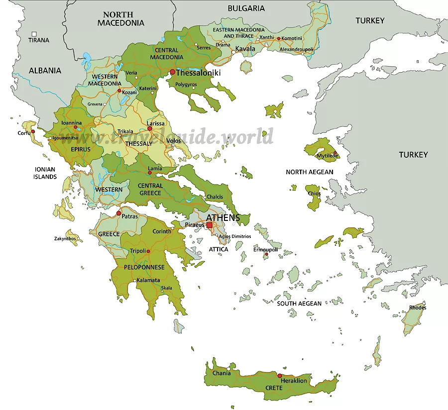 Landkarte von Griechenland - Regionen