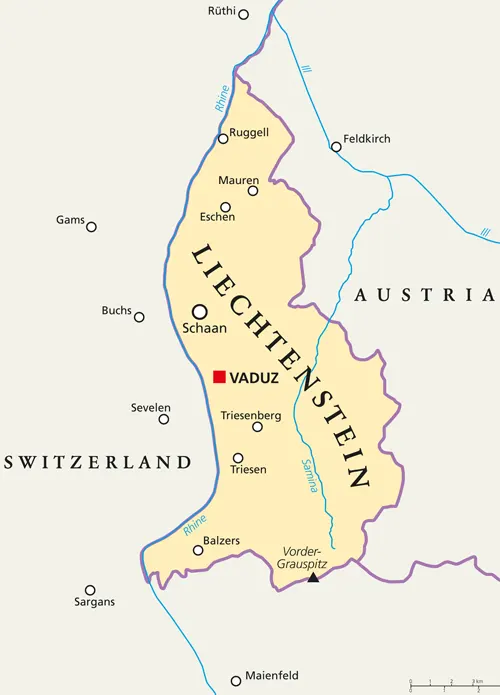 Landkarte von Liechtenstein