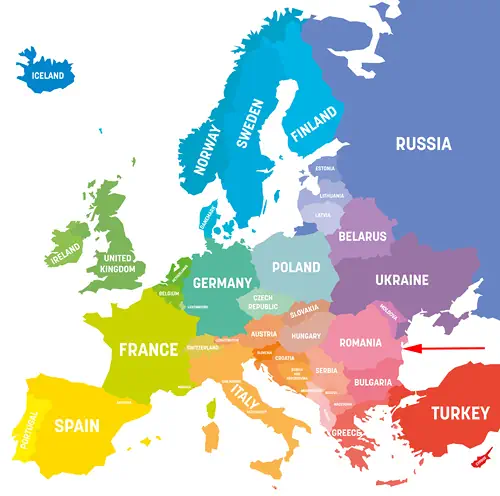 Landkarte von Europa - Rumänien