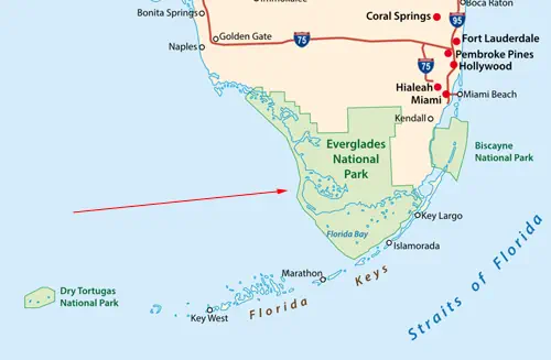 Landkarte Südflorida - Everglades