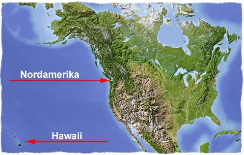 Topografische Landkarte Nordamerika und Hawaii