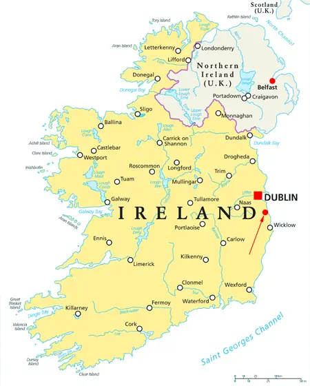 Landkarte von Irland und Nordirland - Bray