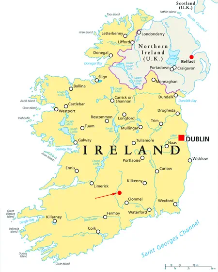 Landkarte von Irland und Nordirland - Cashel