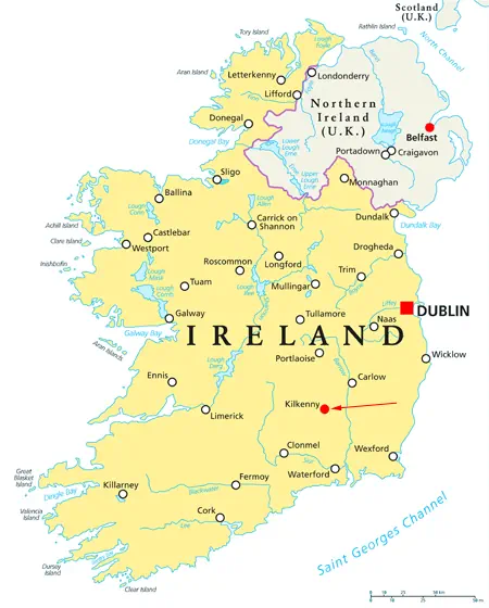 Landkarte von Irland und Nordirland - Kilkenny