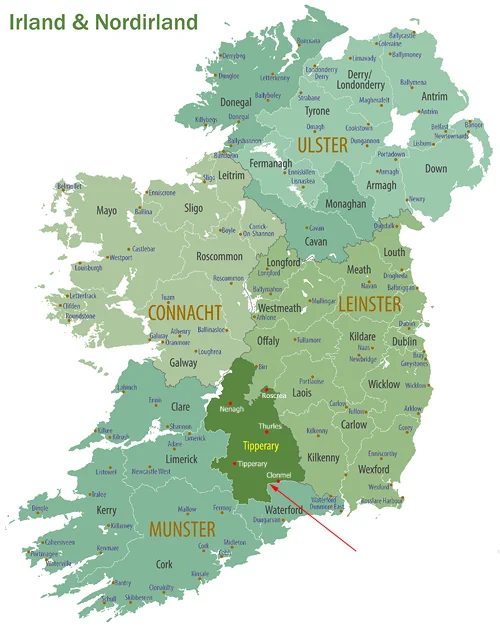 Landkarte von Irland und Nordirland - Grafschaft Tipperary