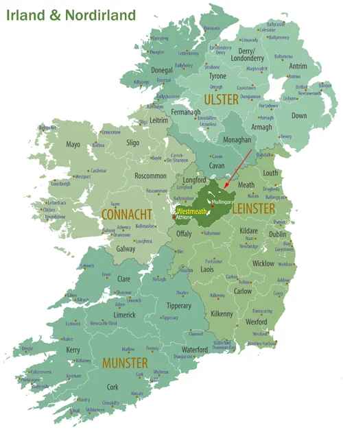 Landkarte irische Insel - County Westmeath in Irland