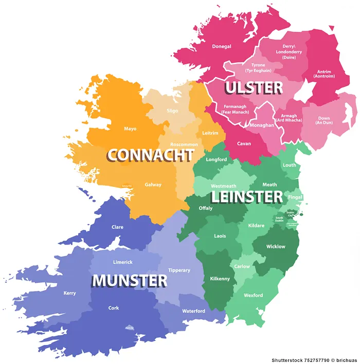 Landkarte von Irland und Nordirland