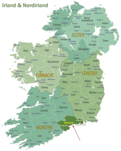 Landkarte von Irland und Nordirland - Grafschaft Waterford