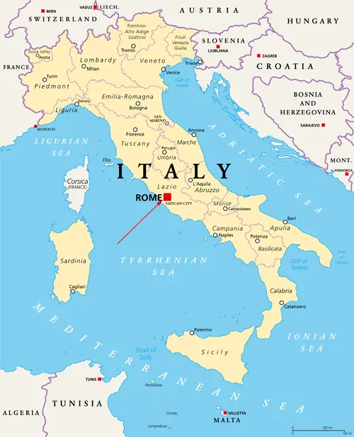 Landkarte von Italien - Rom